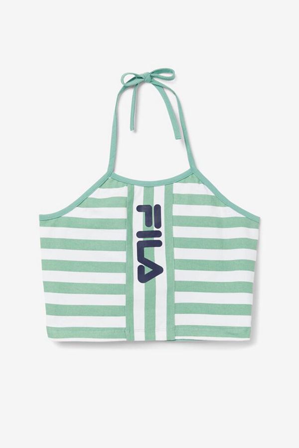 Camisetas Sin Mangas Fila Mujer Verde / Blancas / Azul Marino - Brinley Halter - España 135029JFP